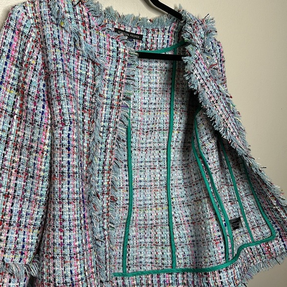 COPY - T6 Boston Proper Tweed Open Front Blazer Spring Colors Career size 6 - Picture 6 of 12